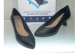 SALON PIEL NAPA NEGRO TACON 4,5 CM PLANTA ACOLCHADA TOTAL FLEX