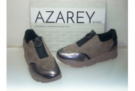 ZAPATO DEPORTIVO GRIS,COMBINADO ANTELINA /PIEL,CREMALLERA INVISIBLE,PISO GOMA