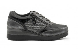 DEPORTIVO CORDONES NEGRO, CREMALLERA LATERAL, LATERALES ACOLCHADOS CUÑA POLIURETANO