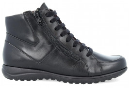 BOTIN PIEL NAPA NEGRO,CORDONES Y CREMALLERA LATERAL,PISO GOMA CILINDROS