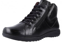 BOTIN PIEL NAPA NEGRO,CORDONES Y CREMALLERA LATERAL,PISO GOMA CILINDROS