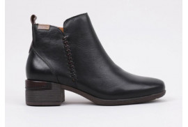 BOTIN PIEL NAPA NEGRO,PALA LISA PASADO LATERAL,CREMALLERA INTERIOR,TACON 3CM PISO GOMA