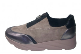 ZAPATO DEPORTIVO GRIS,COMBINADO ANTELINA /PIEL,CREMALLERA INVISIBLE,PISO GOMA