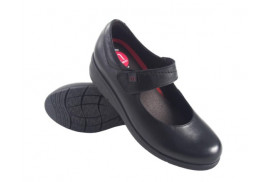 MERCEDES NAPA PIEL NEGRA,TIRA VELCRO LATERAL,CUÑA 3CM PISO GOMA PLANTILLA EXTRAIBLE