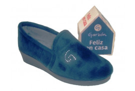 ZAPATILLA CERRADA SUATEX MARINO LOGO BRILLANTES CUÑA MEDIA