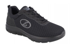 DEPORTIVO NEGRO CORDONES TIPO SKECHERS PLANTILLA ACOLCHADA, PISO GOMA ANTIDESLIZANTE