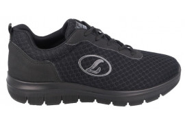 DEPORTIVO NEGRO CORDONES TIPO SKECHERS PLANTILLA ACOLCHADA, PISO GOMA ANTIDESLIZANTE