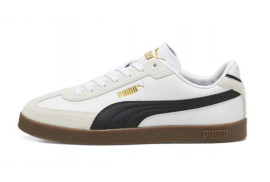 DEPORTIVO PUMA BLANCO, PUNTERA BEIGE, BANDAS LATERALES NEGRAS, PISO GOMA