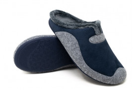 CHINELA SUAPEL NEGRO COMBINADO GRIS, PLANTILLA EXTRAIBLE PISO GOMA
