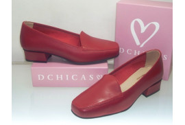 D CHICAS MOCASIN PIEL ROJO TACONCITO 3CM