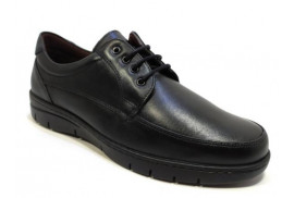  REBAJADO / PITILLOS BLUCHER PIEL NAPA NEGRO BORDON, 4 OJETES, PISO GOMA