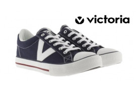 065164 VICTORIA. Zapatilla basket lona marino puntera goma V lateral blanca piso goma