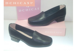 D CHICAS MOCASIN PIEL  NEGRO TACONCITO 3CM