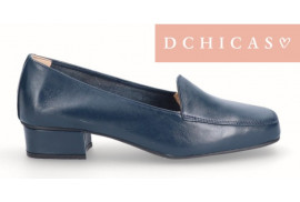 D CHICAS MOCASIN PIEL MARINO TACONCITO 3CM