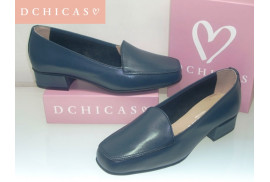 D CHICAS MOCASIN PIEL MARINO TACONCITO 3CM