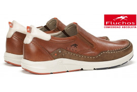 F1985 Fluchos. Mocasin piel napa cuero elásticos laterales, plantilla piel extraible piso goma