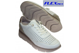 ZAPATO DEPORTIVO PIEL NAPA BLANCO CALADO, CORDONES ELASTICOS, PISO GOMA PLANTILLA EXTRAIBLE