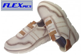 ZAPATO DEPORTIVO PIEL CREMA,PALA Y LATERALES PICADOS,ELASTICOS EMPEINE,PISO GOMA PLANTILLA EXTRAIBLE