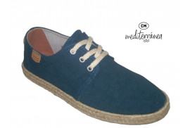 BLUCHER LONA AZUL, BANDELETA YUTE, PISO GOMA