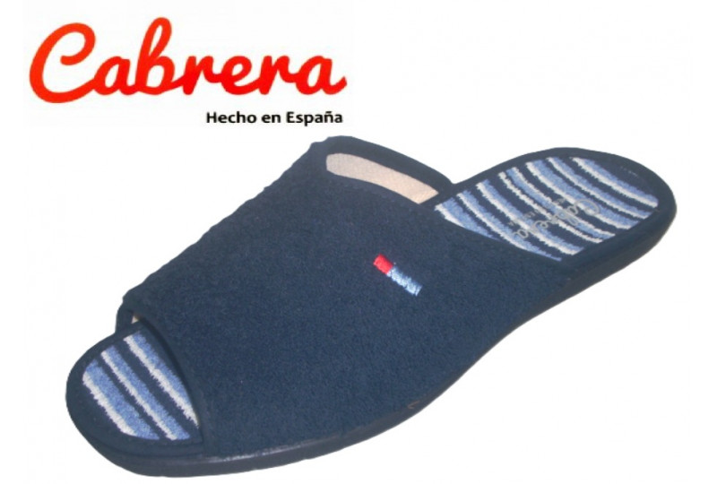 Zapatilla de casa para caballero Cabrera 9538 rizo marino y planta rayas Valencia