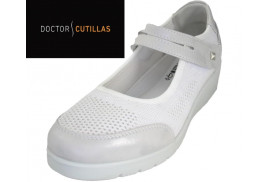 MERCEDES CALADA TEJIDO BLANCO/PLATA BELCRO,PLANTILLA EXTRAIBLE PISO EVA CUÑA BAJA GOMA CUÑA BAJA