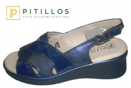  REBAJADO / SANDALIA NAPA AZUL COMBINADA CHAROL,PLANTILLA EXTRAIBLE,PISO GOMA