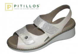 SANDALIA NAPA CREMA 2 BELCROS ORO COMBINADO CHAROL,PLANTILLA EXTRAIBLE,PISO GOMA