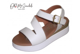 SANDALIA NAPA HIELO PALA ZIG-ZAG, HEBILLA LATERAL, CUÑA 3CM