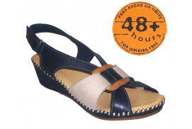 SANDALIA PALA TIRAS COMBINADAS AZUL Y HIELO,TIRA TRASERA VELCRO,CUÑA,PISO GOMA