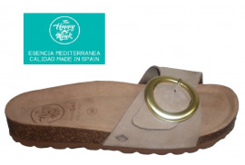 PALA NOBUK TAUPE, ADORNO HEBILLA,PISO CORCHO-MICRO, PLANTA PIEL GEL MEMORY FOAM