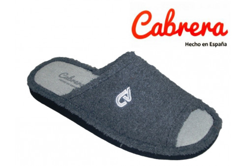 Zapatilla Cabrera de caballero en rizo gris marengo con piso parquet