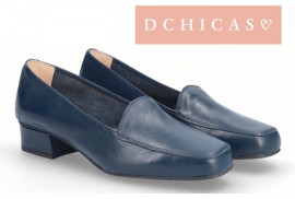 D CHICAS MOCASIN PIEL MARINO TACONCITO 3CM