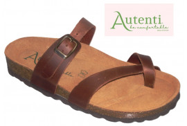 BIO SANDALIA DEDO CRUZADO HEBILLA LATERAL PIEL NOBUCK ENGRASADO MARRON PLANTA PIEL
