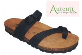 BIO SANDALIA DEDO CRUZADO HEBILLA LATERAL PIEL NOBUCK ENGRASADO NEGRO PLANTA PIEL