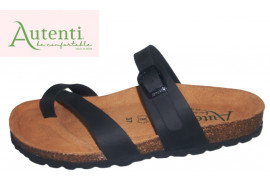 BIO SANDALIA DEDO CRUZADO HEBILLA LATERAL PIEL NOBUCK ENGRASADO NEGRO PLANTA PIEL
