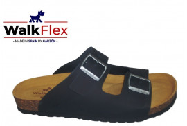 BIOSANDALIA NOBUCK NEGRO 2 HEBILLAS, PISO CORCHO, PLANTA DE GEL