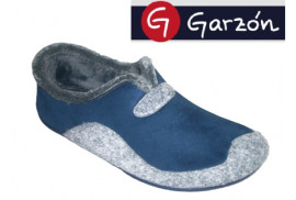 ZAPATILLA CERRADA FIELTRO MARINO COMBINADA GRIS, PISO GOMA