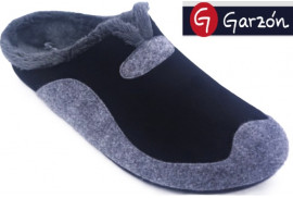 CHINELA SUAPEL NEGRO COMBINADO GRIS, PLANTILLA EXTRAIBLE PISO GOMA