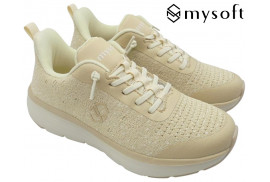 DEPORTIVO TEXTIL BEIG, CORDONES ELASTICOS, PISO GOMA