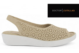 Sandalia Doctor Cutillas 38476 beige grabado láser floral Valencia