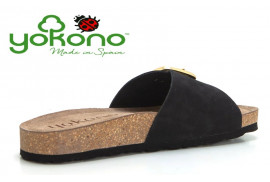 Vista lateral sandalia de pala bio para mujer en piel negra
