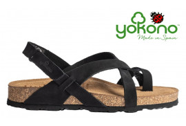 Sandalia de dedo Yokono Jerba-718 nobuck engrasado negro Valencia