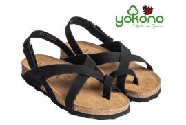 Sandalia de dedo Yokono Jerba-718 nobuck engrasado negro velcro Valencia