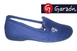 Zapatilla Garzón rizo azul marino vista lateral