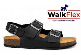 Biosandalia Garzón hombre nobuck negro vista lateral