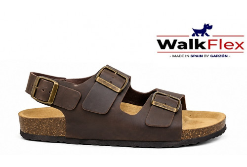 Biosandalia Garzón hombre nobuck marrón vista lateral