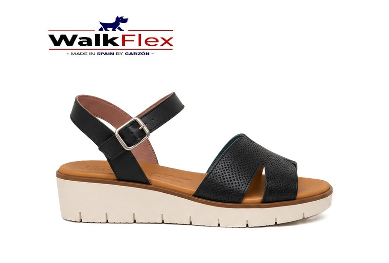 25022 walkflex sandalia piel negra comoda