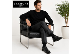 Baerchi 4682 mocasín de vestir piel negra con elásticos laterales, interior de piel, ancho especial y piso de goma