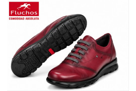 Zapato Fluchos F0354 de mujer burdeos con cordones elásticos