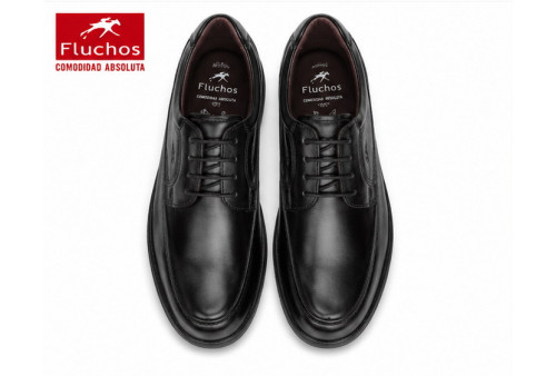 f8498 fluchos piel negro cordones vista superior